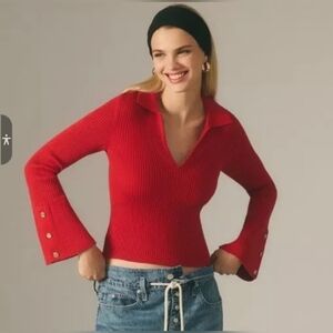 Maeve Red V-Neck Sweater